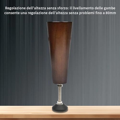 Patas regulables M6 para niveladores de muebles y estantes con base de goma D40 6