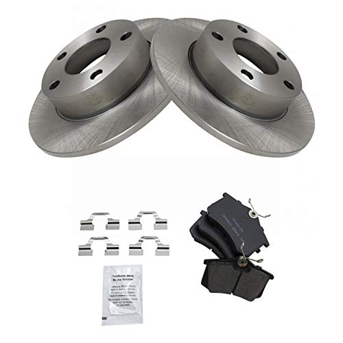 Image of TRQ Rear Brake Pad and Rotor Set Ceramic Solid Rotors 245mm Diameter | For 2002 Audi A4 Quattro 2002 S4