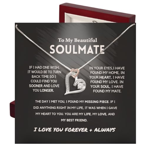 To My Soulmate: My Life, Love & Best Friend - Ultimate Heart Necklaces for Girlfriend, Christmas & Promise Soulmate Necklace Gifts - Love Knot Necklace