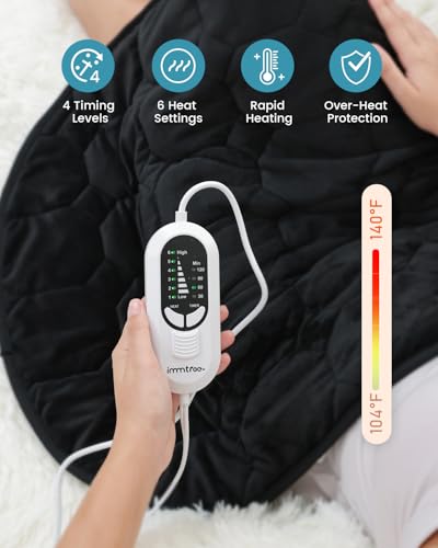 immtree Weighted Heating Pad for Deeper Pain Relief, 7lbs XXXL Size(29x24) with Fast Heat Technology, Heated Blankets for Adults, Relief for Back and Shoulder and Knee