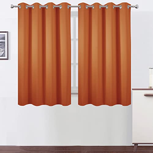 Image of LEMOMO Orange Blackout Curtains 52 x 54 Inch Length /Set of 2 Curtain Panels /Thermal Insulated Room Darkening Blackout Curtains for Bedroom