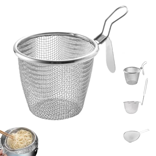 Cestello per Pasta Separati in Acciaio Inox, cestelli divisori per pasta, Scolapasta in Acciaio Inox con Manico, Cestello per Pasta in Rete con Manico per Appendere Perfetto per Cucina