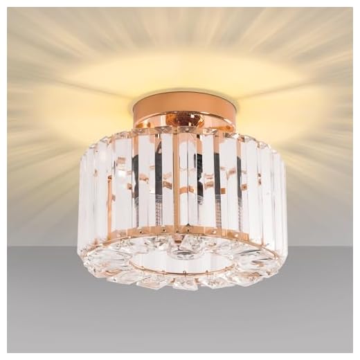 FRIDEKO HOME Semi Flush Mount Ceiling Light - Crystal Hallway Light fixtures Ceiling Modern Light Fixture Gold Flush Mount Ceiling Light for Entryway Bedroom Bathroom Kitchen