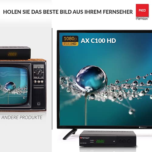 RED OPTICUM AX C100 HD kabelontvanger, digitale kabelontvanger, HD met LED-display, EPG, HDMI, USB, SCART, coaxiale audio, energiebesparende ontvanger voor kabeltelevisie, DVB-C-ontvanger, zwart - Image 7