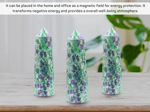 Image of Large Ruby Fuchsite Crystal Towers ~ Natural Healing Crystal Point Obelisk for Reiki Healing and Crystal Grid (5.5 inch to 6 inch INCH)
