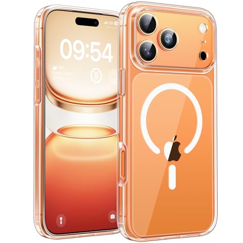 TOCOL Coque Magnétique pour iPhone 17 Pro 6,3 Pouces, Compatible avec MagSafe, Pas Facile à Jaunir, Protection de l'objectif améliorée, Fine Antichoc, Transparent