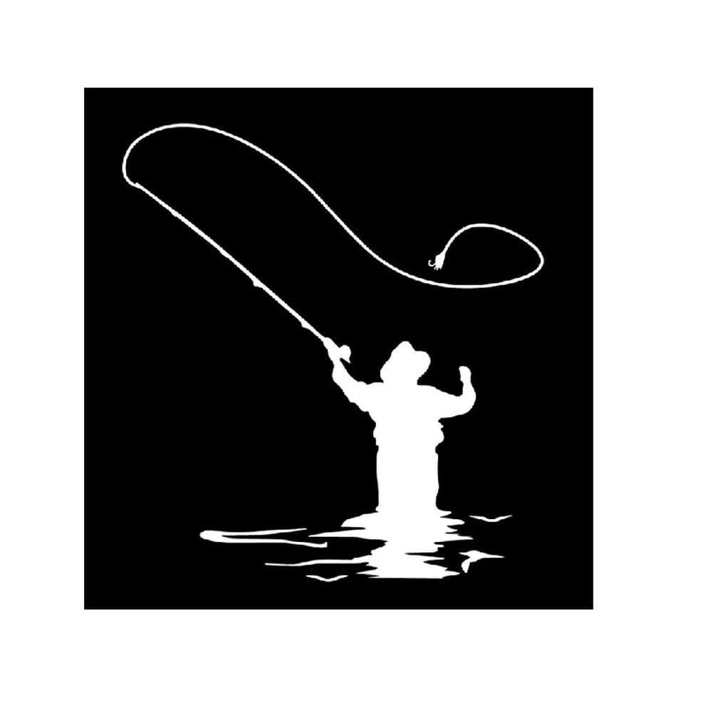Car Stickers Vinyl Decal Fisherman Go Fishing Motorcycle Decorative Accessories(White)