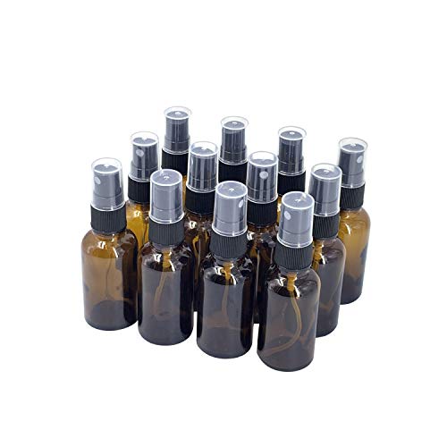 Topsky 12×30ml Leer-Sprühflaschen aus UV-beständigem Glas mit feinem Zerstäuber – Ideal für ätherische Öle, Parfums und Haarfestiger (Braun)