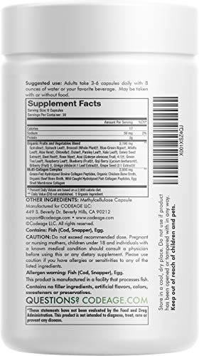 image for Codeage Multi Collagen Protein Capsules + Organic Greens Superfood - F