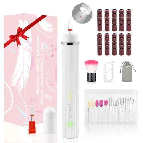 CIICII 71Pcs Torno para Uñas con Luz LED & Bolsa Portátil, 20000 RPM Lima Electrica Uñas (Pulidoras de Uñas Inalámbrica Recargable de 3 Velocidades) Manicura y Pedicura Profesional para Salón DIY