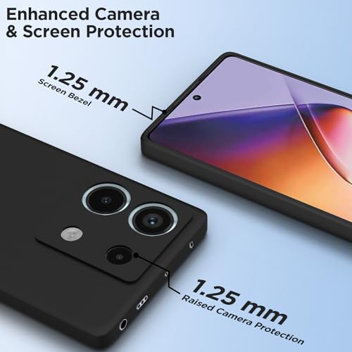 Image of Outlouders Back Cover for Redmi Note 13 Pro 5G | Camera Protection | Durable Soft Matte Silicone Bumper Case (Black)