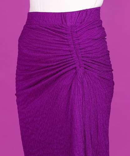 Image of POPWINGS Women Casual Beige Long Slit Self Design Solid Skirt | Women Trendy Skirt