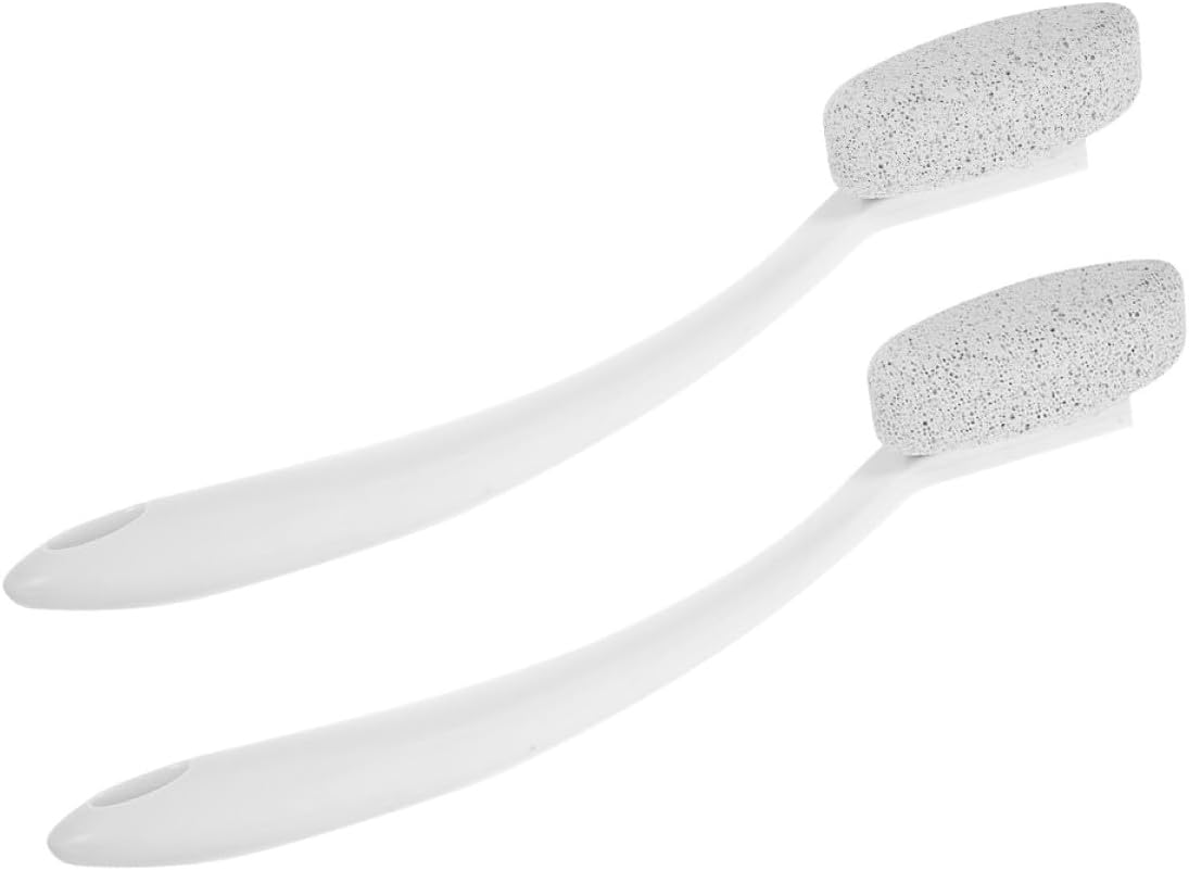 2pcs Long Handle Foot File Callus Remover Hard Skin Remover with Pumice Stone Brush for Dead Skin Removal Suitable for Pedicure and Foot Care