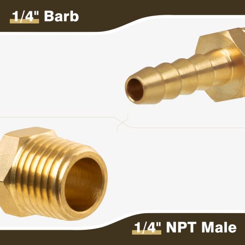 Juwo Brass Hose Barb Fitting, 1/4 Inch Barb X 1/4 Inch Npt Male Pipe Adapter Connector, Ideal For Air thumb #1