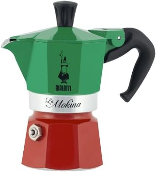 Bialetti - Moka Express Italia: 1 Cup Cooktop Espresso Cooker - 40ml - Mixed Color - Aluminum Body - Patented Safety Valve - Suitable for All Cooker Types (Excluding Induction)