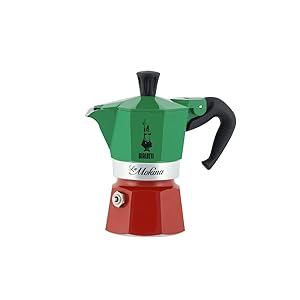 Bialetti Cafetera La Mokina 1/2 tazas, Bandera Italiana – 0396