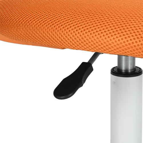 FurnitureR Kompakter Klassenstuhl, ergonomischer Sitz für Schule, Rückenlehne aus atmungsaktivem Netzgewebe, höhenverstellbar, Zeichenzimmerstuhl für Kinder, leicht zu verschieben, 360 °, Orange