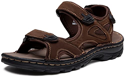 Jousen Men's Sandals Arch Support Casual Genuine Leather Summer Outdoor Beach Fisherman Sandals for Men