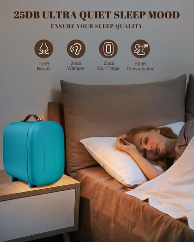 Image of FANSEXPERT Mini Fridge for Bedroom, 4 Liter /6 Cans Skincare Small Refrigerator, AC /DC Portable Mini Cooler & Warmer, Small Fridge for Camping, Dorm, Office, Car (Blue)