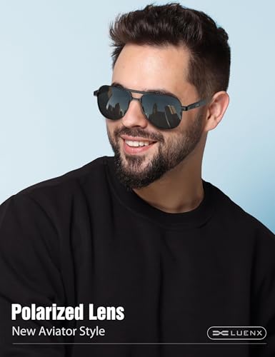 LUENX Aviator Sunglasses for Men Polarized Trendy Shades Driving UV 400 Protection2