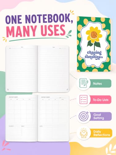 Image of DOODLE Daily Vibes A5 Notebook Set of 2 | Undated Planner, Ruled Journal | 160 Pages Each | 80 GSM Paper | Cute Stationery for Students, Professionals & Gifting