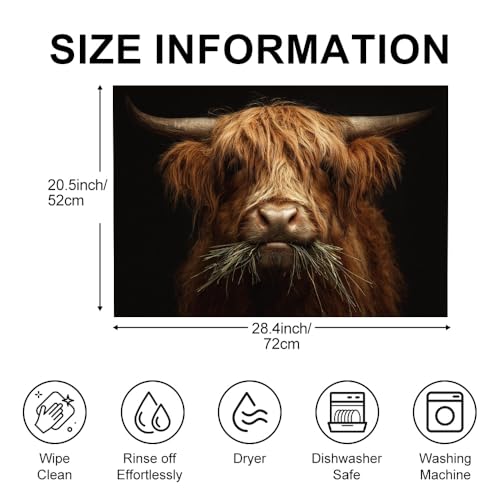 Image of Highland Cow Portrait Stove Top Cover 28.35x20.47in Farmhouse