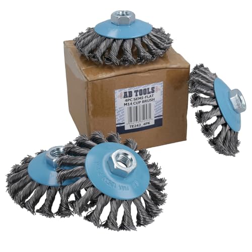 AB Tools 4 PACK Twist Knot Wire Brush / Wheel 115mm for Angle Grinder TE242