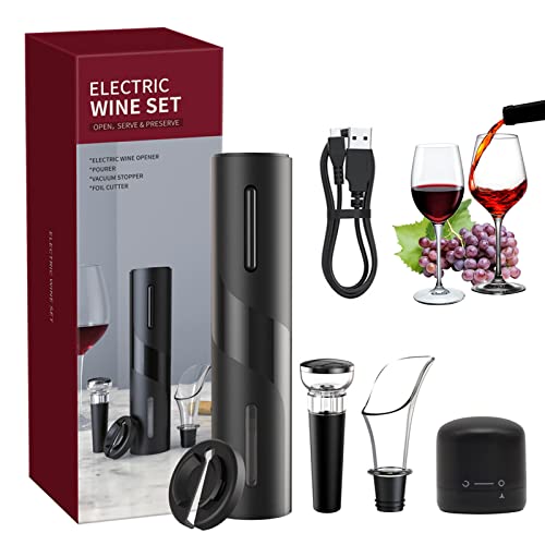 Abrebotellas Eléctrico 6 en 1 Juego de Abrebotellas de Vino Sacacorchos Eléctrico USB...