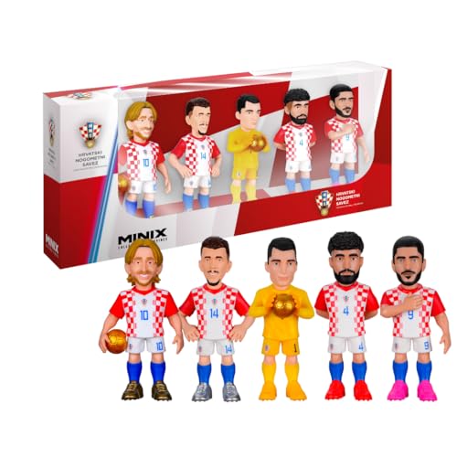 MINIX - Football Stars - Coppa del Mondo - Confezione - Croazia - 5 personaggi - Personaggio da collezione 7 cm (Modric, Perisic, Livakovic, Gvardiol, Kramaric)
