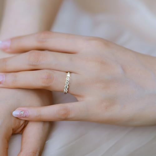 WES 925 Sterling Silver D Color VVS1 Lab Created Moissanite Wedding Band Full Eternity Stackable Wedding Rings for Women, Size 5-83