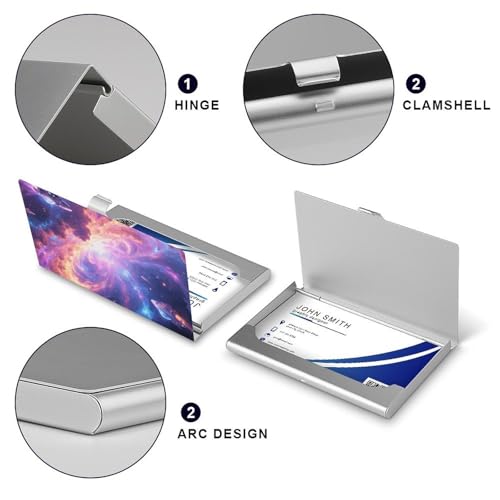 Slim Business Card Case for Men & Women, Pocket Metal Case, Magic Nebula Professional Aluminum Alloy Business Card Holders, Stylish Purse Name Cards Holder, Buckle Style Shut4