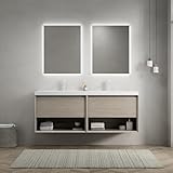 Double vasque avec 2 bacs intégraux en résine : ce double lavabo de 140 cm dispose de deux lavabos séparés en résine durable et facile d'entretien. Idéal pour les couples et les familles - L'agitation matinale appartient au passé.