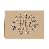 Kraft Leaves Thank You Note Card Pack/Set Of 36 Leaf Wreath Greeting Cards With Blank Inside And Kraft Envelopes