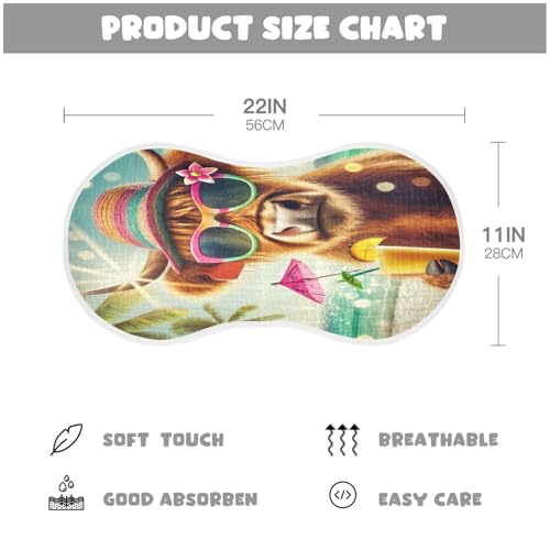 Summer Highland Cow Beach Baby Burp Cloths Muslin Soft Burp Cloth Rags Cotton Burp Clothes Absorbent for Girl Unisex Boy Newborn 1 Pack 22x11 Inches2