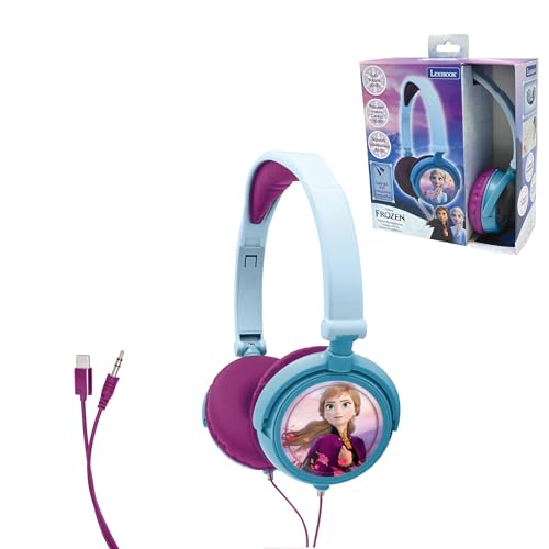 Lexibook Disney Frozen Elsa Stereo Headphones, Kid-Friendly Power, Foldable and Adjustable, Blue/Black, HP010FZ