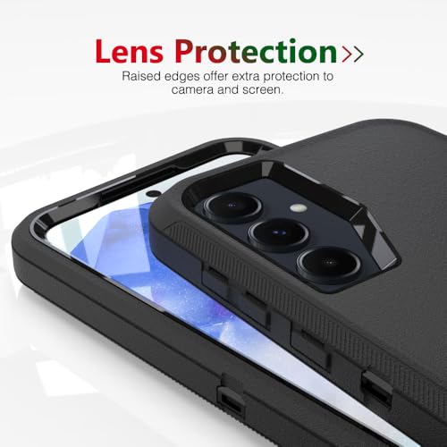 Image of Case for Galaxy A55, Heavy-Duty Tough Rugged Shockproof Drop Protective Cover Cases for Samsung Galaxy A55, Black