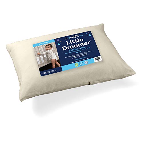 Moonlight Little Dreamer Toddler Pillow with Organic Cotton Pillowcase. 100% Hypoallergenic and Toxin Free. Hassle-Free Care. (13â€ x 18â€ x 4â€)