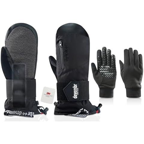 devembr Advanced Snowboarding Mittens with Wrist Guards & Removable Liners, S Cover