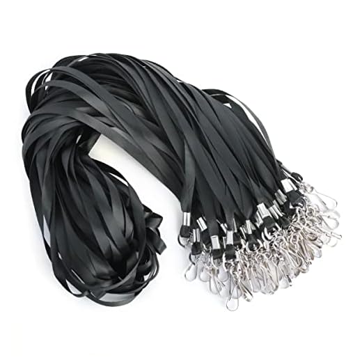 LOCONHA 50 Pack black lanyards Lanyards for Id Badges Lanyards Safety Badge Lanyard 36" with Swivel Hook …