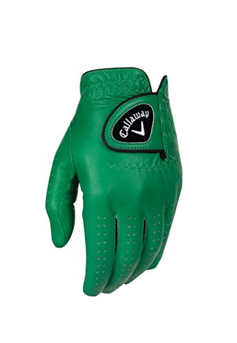 Callaway Golf Men's OptiColor Leather Glove, Green, Cadet Medium, Worn on Left Hand