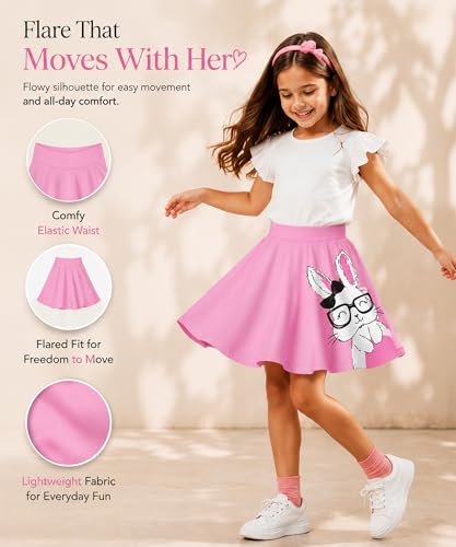 Image of KYDA KIDS Girls 100% Pure Cotton Skater Skirt with Attached Inner Shorts | Ideal for Summer Sports, Play & Casual Wear | Comfortable Fit for Girls Aged 2-16 Years