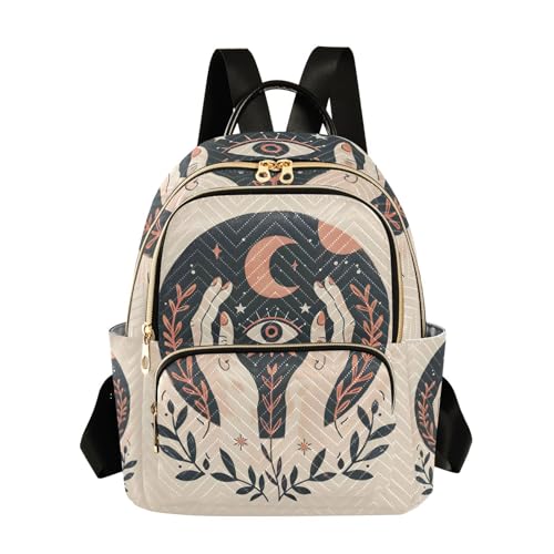 ALAZA Mochila feminina com estampa de pata de cachorro e gato em arco-íris tie dye, leve, bolsa de ombro moderna, Sol lua estrela bruxa, Mini, Mochilas Daypack