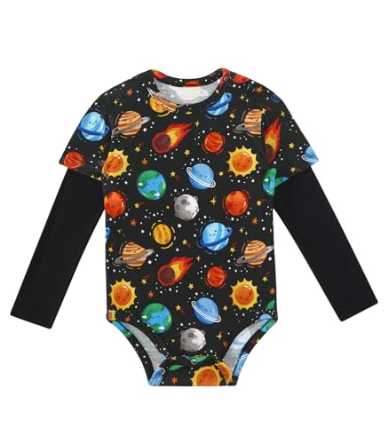 Baby Boys Bodysuit-Viscose Made from Bamboo, Long Sleeve Romper Soft Outfits for Infant Girls Cute Clothes