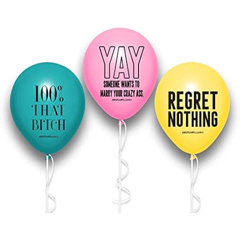 BADASS BALLOONS® Bachelorette Party Balloons Variety 12-Pack - Confetti Balloons and Biodegradable Latex Balloons in Assorted Colors (Bachelorette Party Balloon - A) Cover