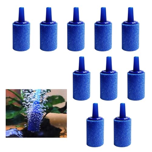 ChasCoCo気泡ディフューザー エアーストーン 円筒形 いぶきエアーストーン 小型 水族館 水槽 アクアリウム 魚タンク ポンプ 空気石 養液栽培用 10個入り 1.5*2.5cm(ブルー)