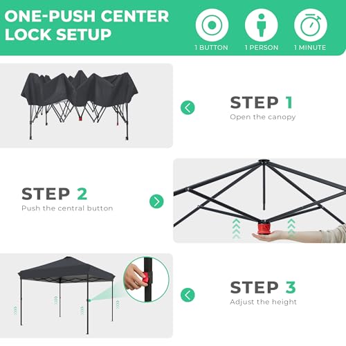 Image of JEAREY 10x10 Pop Up Canopy Tent, Easy Up Outdoor Market Canopy, Gray