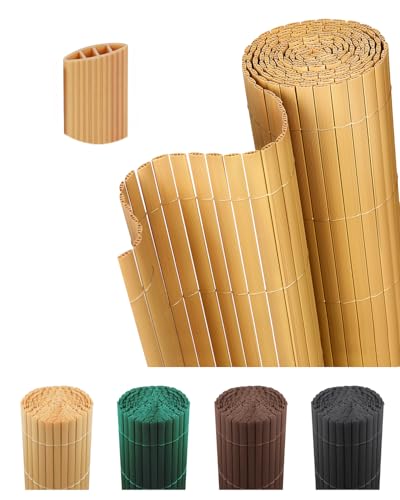 paramondo Estera de PVC Estándar Valla, Privacidad de Balcón y Pantallas, Triple Refuerzo, Cañizo Ocultacion Balcon Protección para Jardín, Terraza, Resistente a la Intemperie, 80 x 300 cm, Bambú