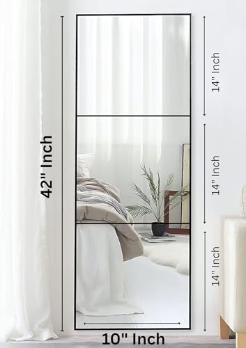 Image of Windowera Long Size Mirror, Full Length Mirror, 10 x 42 inches, 3 Tiles, Wall Mount, Easy Mounting