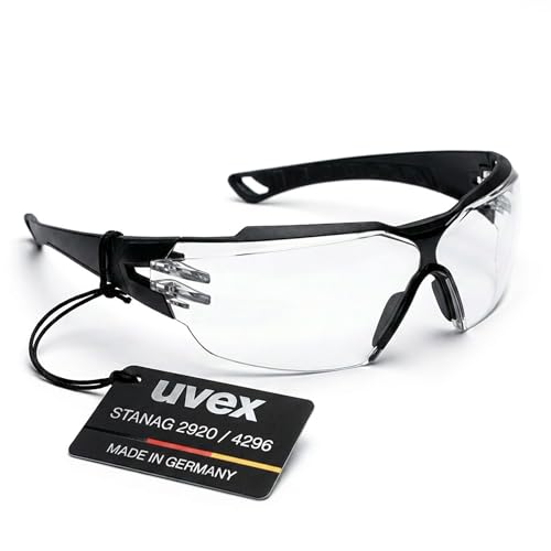 Uvex pheos cx2 tactical Schutzbrille für Sportschützen - taktische Schießbrille beschlagfrei & kratzfest Soft-Seal-Rahmen gegen Partikel farblose Scheibe komfortabel - STANAG 2920/4296