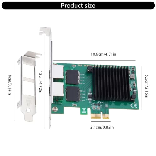 Tarjeta de red 2 puertos I350T2 I350AM2 Chip PCIE 1X a 2X 10/100/1000Mbps Gigabit Ethernet para Ethernet Gigabit miniatura 5